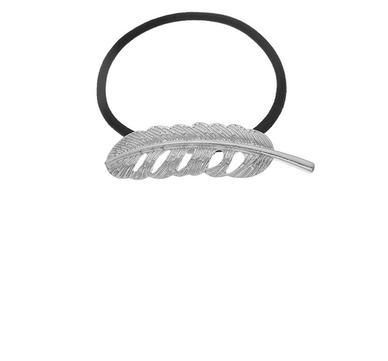 Fashion Silver Leaf Alloy Geometric Pearl Hair Rope,Hair Ring
