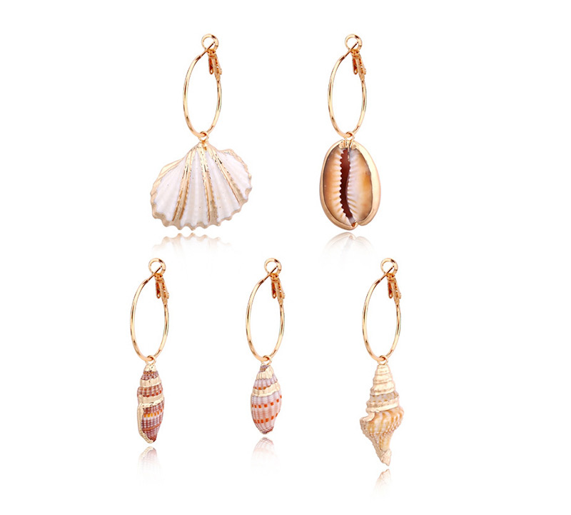 Fashion Gold Shell Circle Earrings,Hoop Earrings
