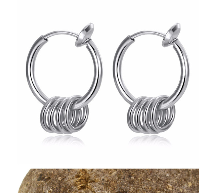 Fashion Circle Stainless Steel Non-open Pattern Earrings,Earrings