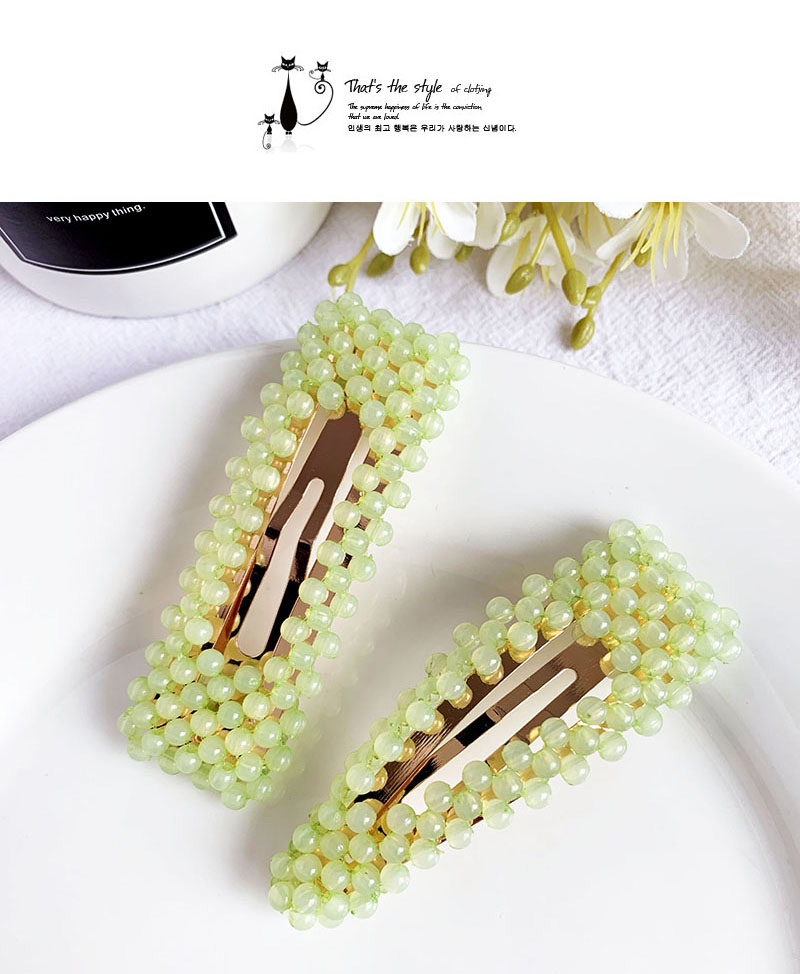 Fashion Green Alloy Resin Beads Triangle Hairpin,Hairpins