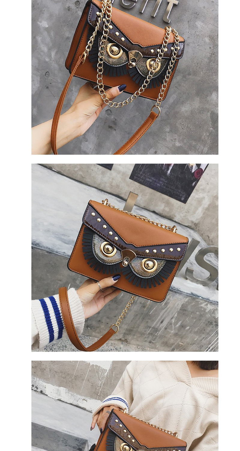 Fashion Khaki Pu Fringed Eye Shoulder Bag,Messenger bags