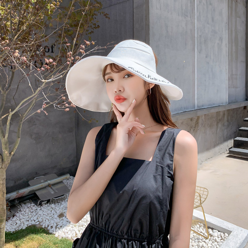 Fashion Black Embroidered Letter Top Hat,Sun Hats