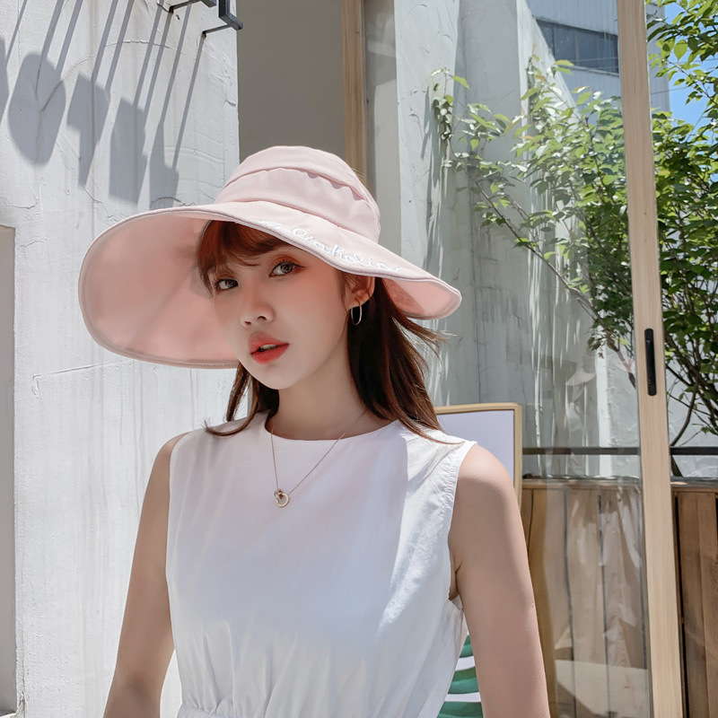 Fashion Pink Embroidered Letter Top Hat,Sun Hats