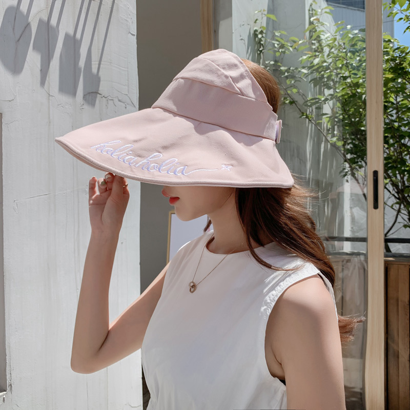 Fashion Pink Embroidered Letter Top Hat,Sun Hats