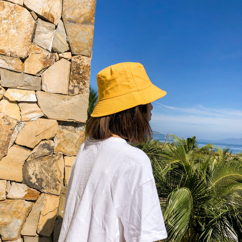 Fashion Yellow Embroidered Letter Fisherman Hat,Sun Hats