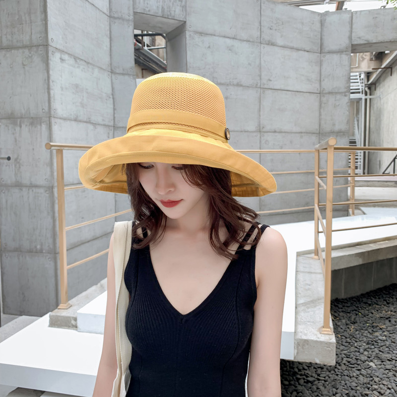 Fashion Single Layer Yellow Oversized Double-sided Fisherman Hat,Sun Hats