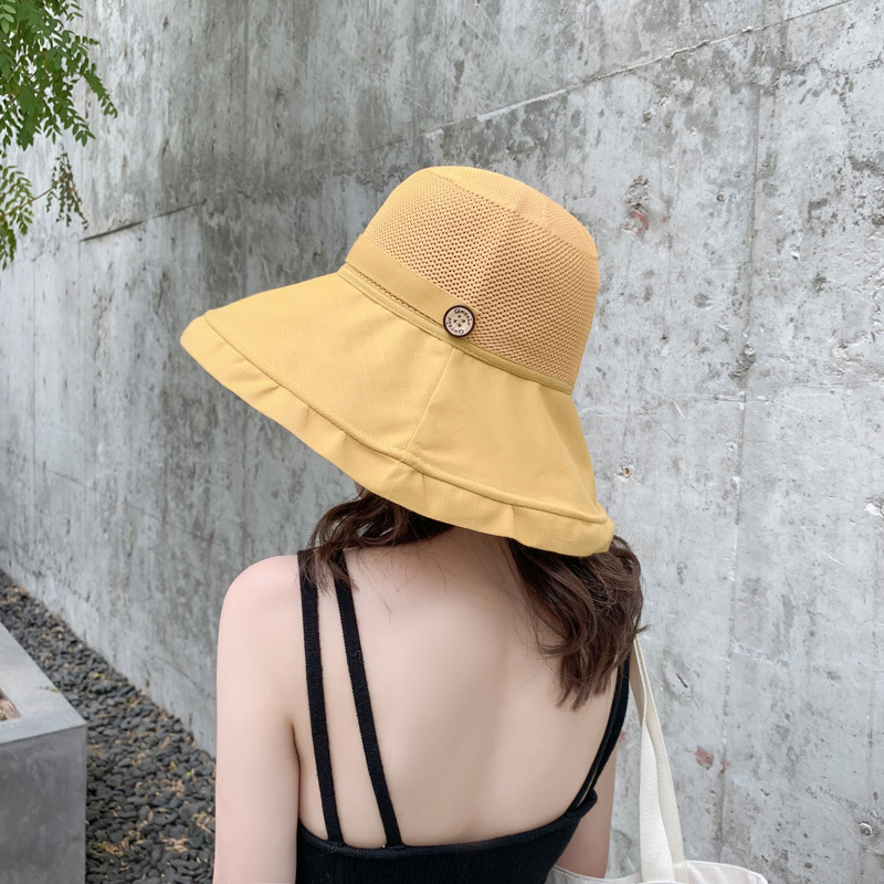 Fashion Single Layer Yellow Oversized Double-sided Fisherman Hat,Sun Hats
