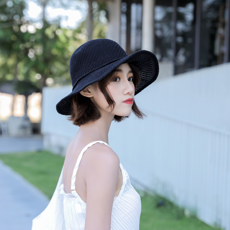 Fashion Creamy-white Folding Straw Hat,Sun Hats