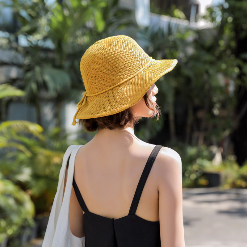 Fashion Yellow Folding Straw Hat,Sun Hats