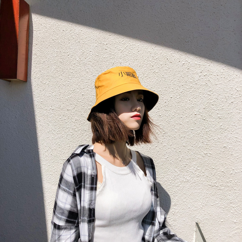 Fashion Juvenile Yellow Embroidery Fisherman Hat,Sun Hats