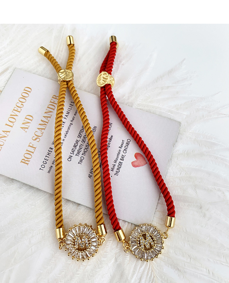 Fashion Red Copper Inlaid Zircon Rope Letter M Bracelet,Bracelets