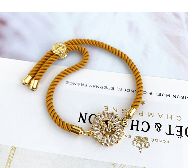 fashion yellow Copper Inlaid Zircon Rope Letter B Bracelet,Bracelets