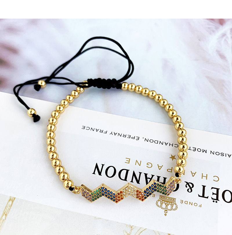 Fashion Gold Copper Inlaid Zircon Rope Beaded Round Bracelet,Bracelets