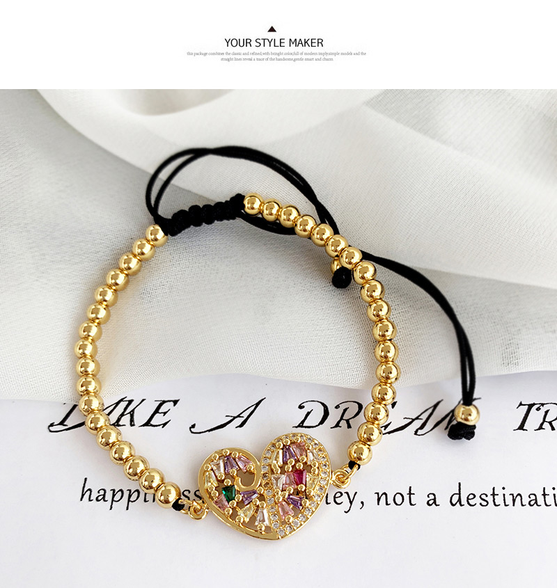 Fashion Gold Copper Inlaid Zircon Rope Beaded Geometric Bracelet,Bracelets
