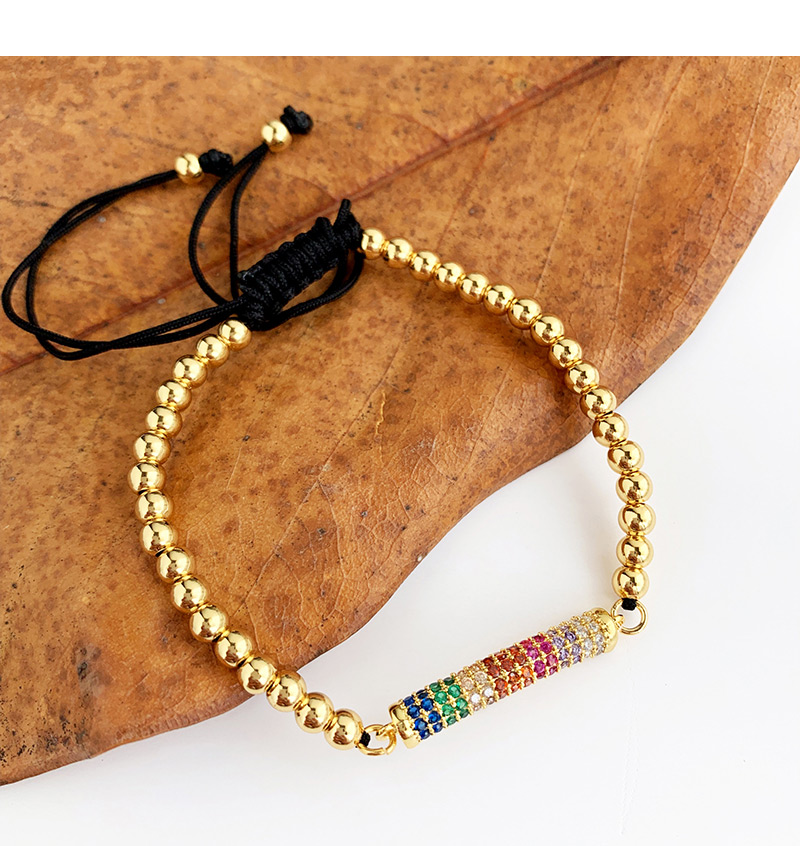 Fashion Gold Copper Inlaid Zircon Rope Beaded Geometric Bracelet,Bracelets