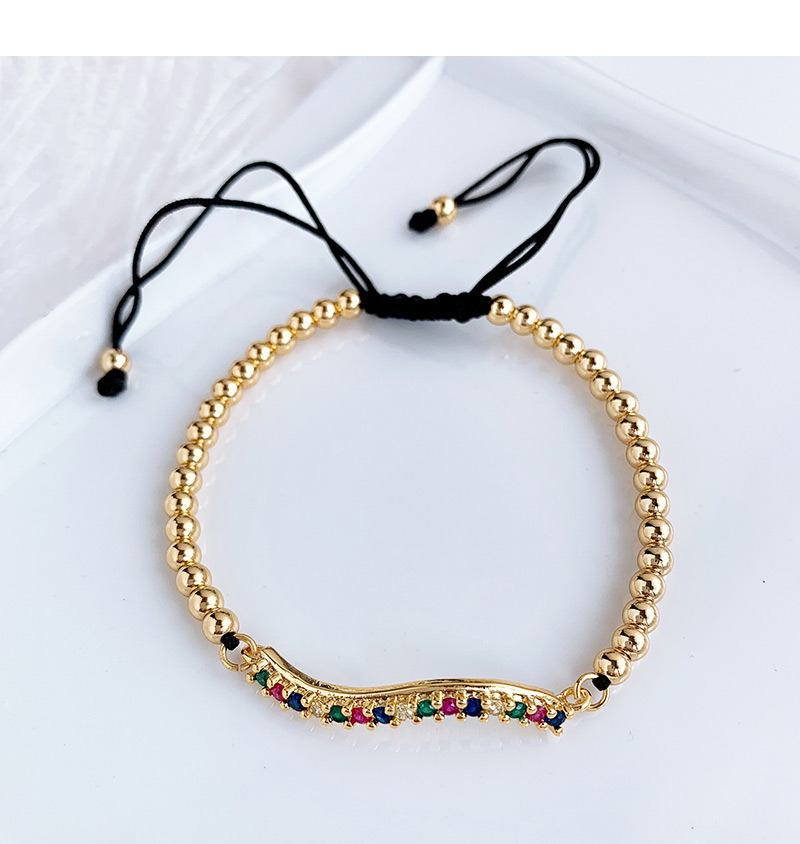 Fashion Gold Copper Inlaid Zircon Rope Beaded Eye Bracelet,Bracelets