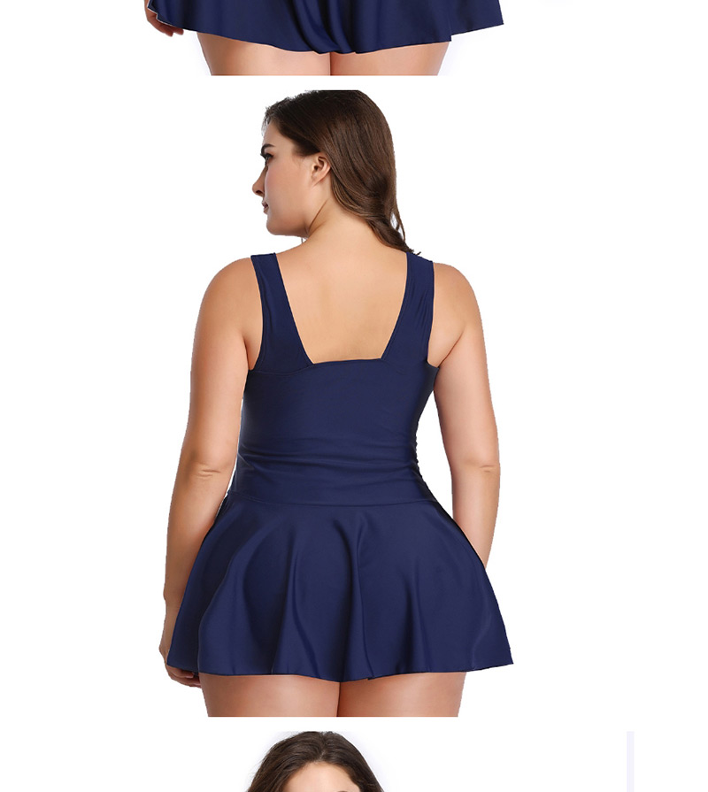 Fashion Lake Blue Printed Skirt Split Swimsuit,Swimwear Sets