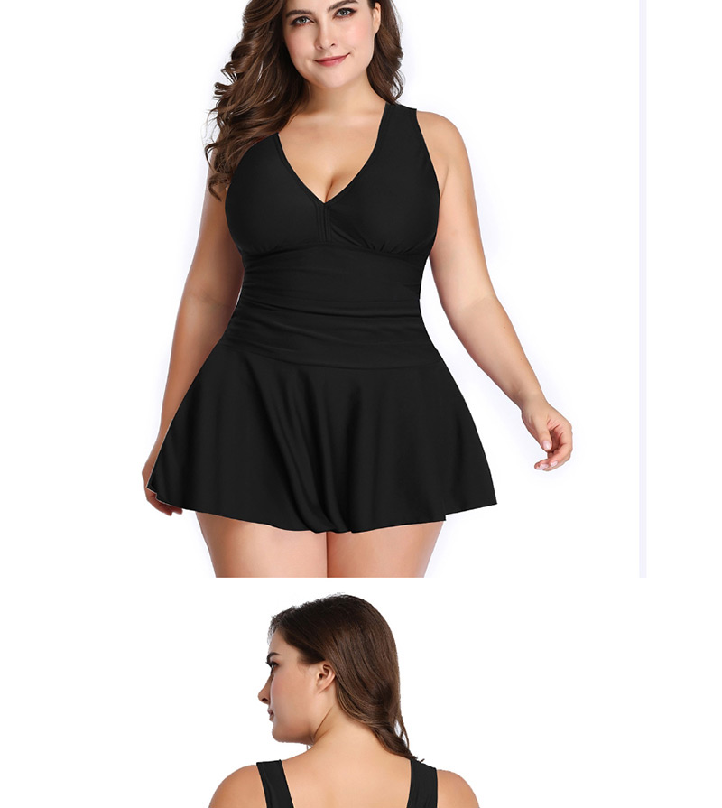 Fashion Black Printed Skirt Split Swimsuit,Swimwear Sets