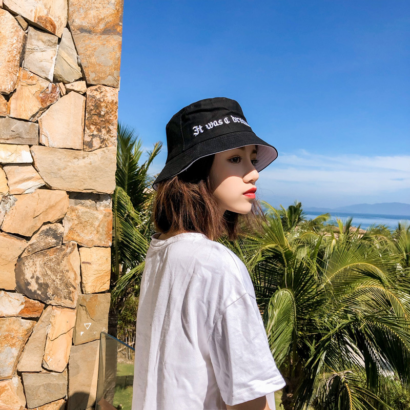 Fashion We Black Double-sided Basin Cap,Sun Hats