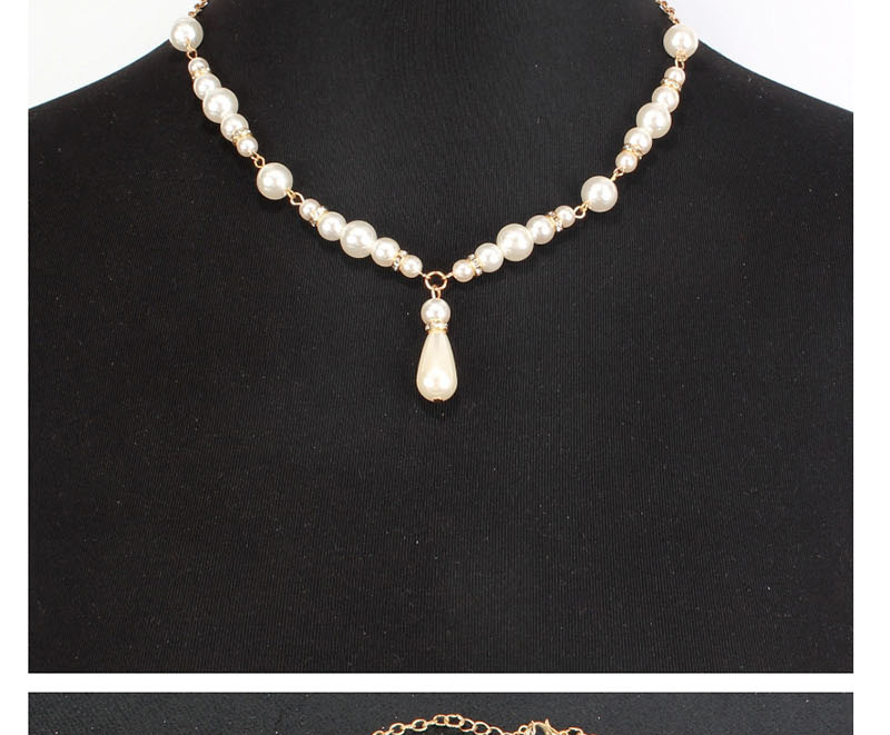 Fashion Gold Imitation Pearl-encrusted Alloy Drop Necklace,Pendants