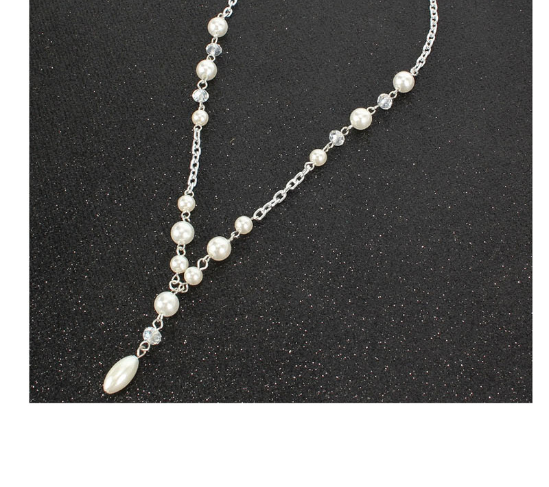 Fashion White K Imitation Pearl Drop Tassel Necklace,Pendants