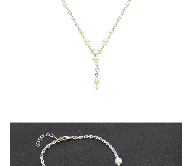 Fashion White K Imitation Pearl Drop Tassel Necklace,Pendants