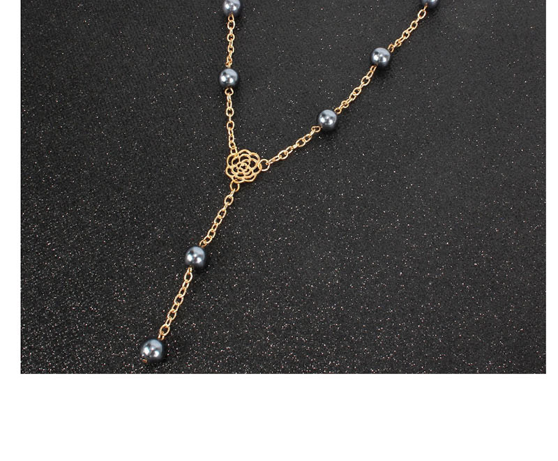 Fashion Gold Plus Gray Flower Imitation Pearl Necklace,Multi Strand Necklaces
