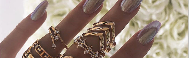 Fashion Gold English Virgin Mary Diamond Pattern Leaf Ring 13 Piece Set,Fashion Rings