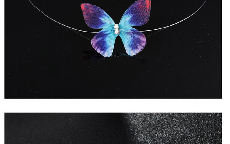 Fashion Blue Tulle Feather Butterfly Invisible Fish Line Necklace,Pendants