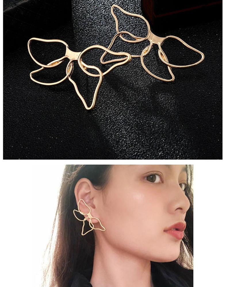 Fashion Gold Openwork Flower Leaf Butterfly Alloy Earrings,Stud Earrings