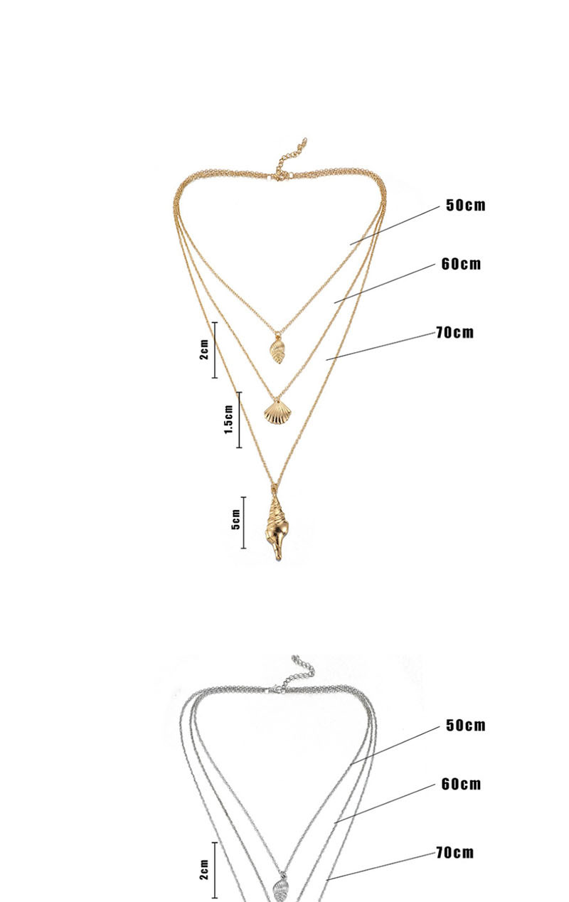 Fashion Gold Shell Size Conch Alloy Three-layer Necklace,Multi Strand Necklaces