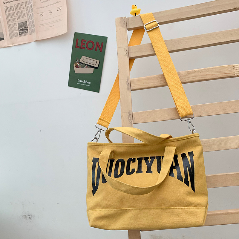 Fashion Yellow Letter Canvas Portable Messenger Bag,Handbags