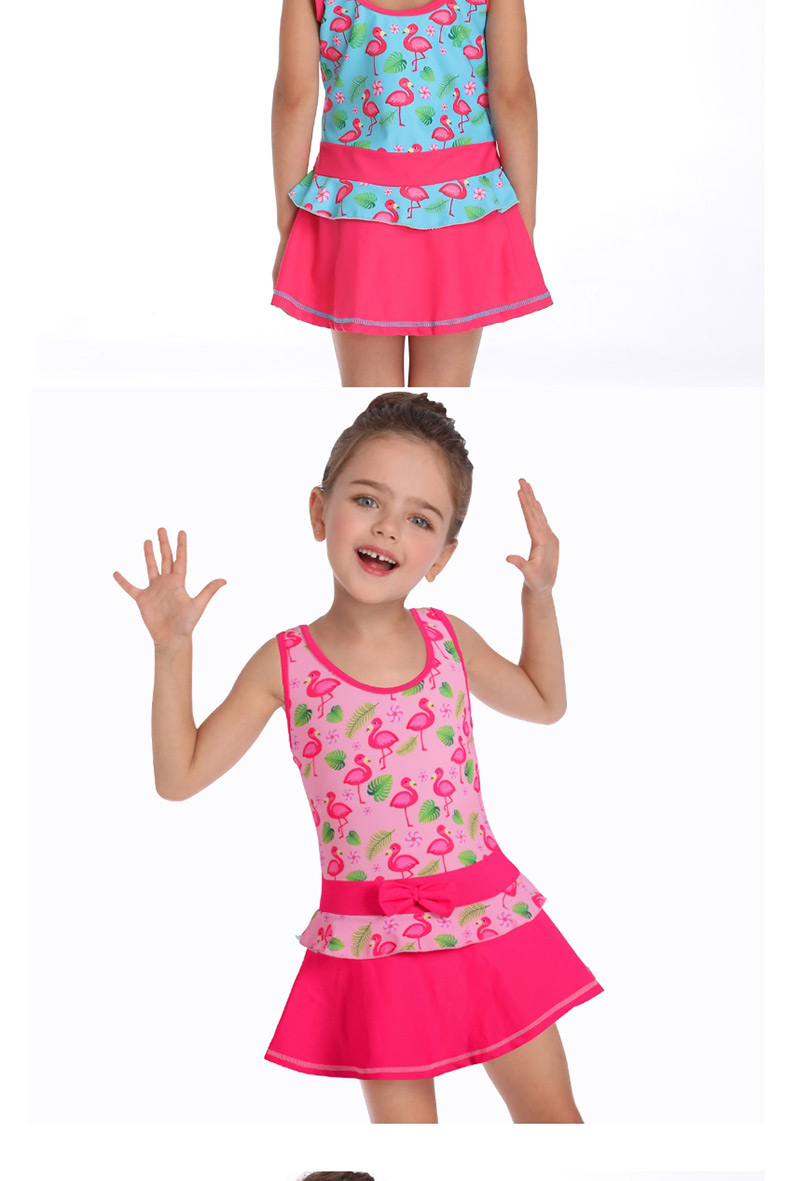 Fashion Pink Heart Flamingo Skirt Children
