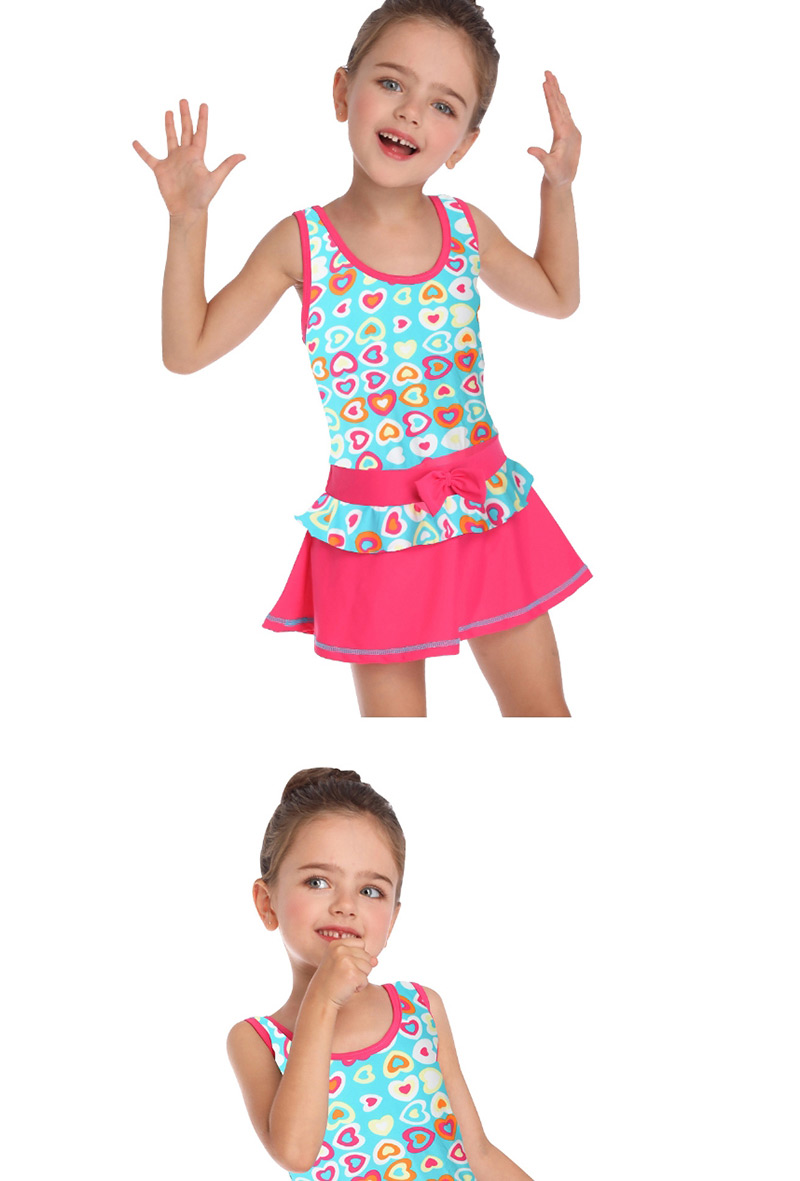 Fashion Blue Heart Flamingo Skirt Children
