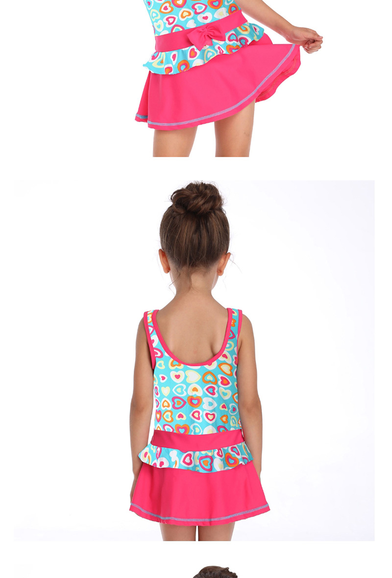 Fashion Blue Heart Flamingo Skirt Children