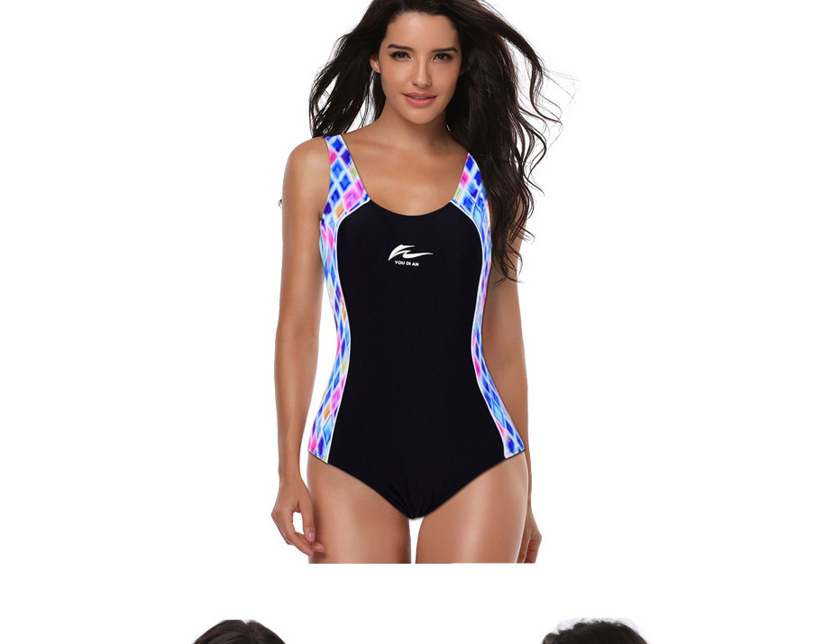 Fashion Blue Dot Quick-drying Sleeveless Triangle Chest Pad One-piece Swimsuit,One Pieces