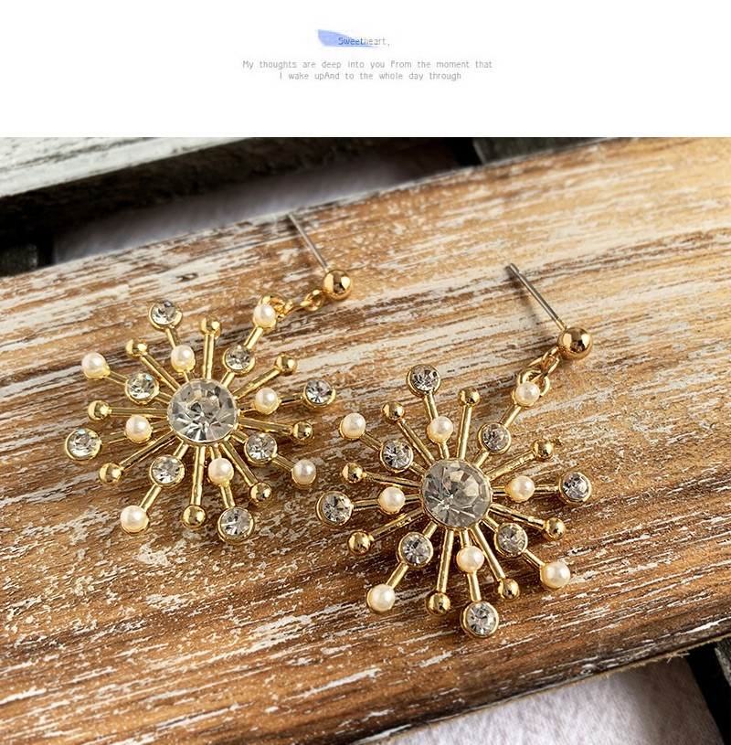 Fashion Gold Alloy Pearl Flower Earrings,Drop Earrings
