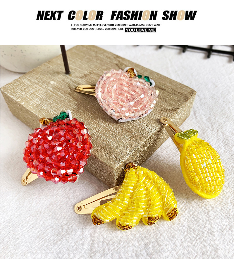 Fashion Red Alloy Felt Cloth Rice Beads Apple Hairpin,Hairpins