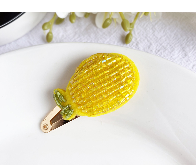 Fashion Yellow Alloy Felt Cloth Rice Beads Lemon Hairpin,Hairpins