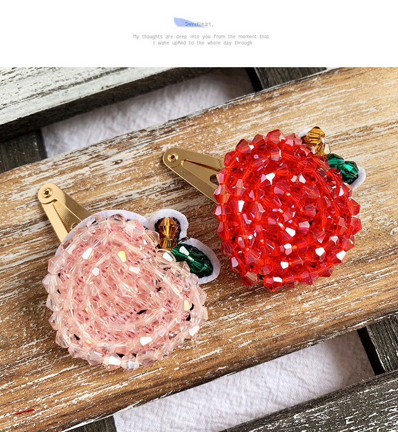 Fashion Pink Alloy Felt Cloth Rice Beads Apple Hairpin,Hairpins