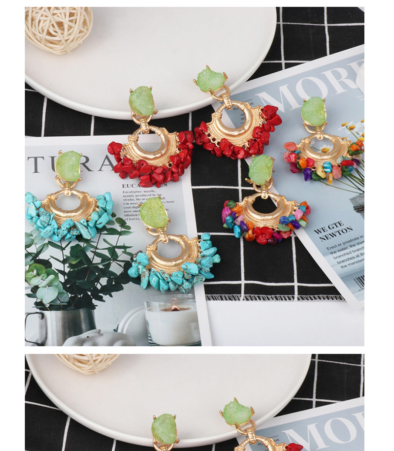 Fashion Color Texture Stone Tassel Geometric Earrings,Drop Earrings