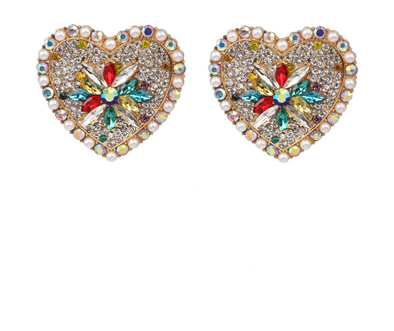 Fashion Color Love Diamond Stud Earrings,Stud Earrings