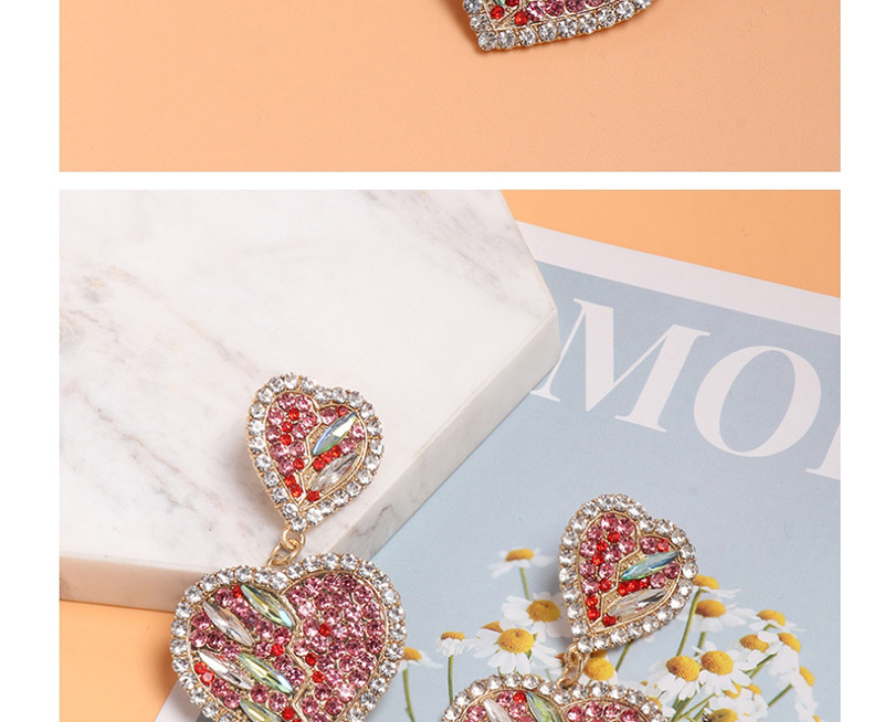 Fashion Red Heart-shaped Diamond Stud Earrings,Drop Earrings