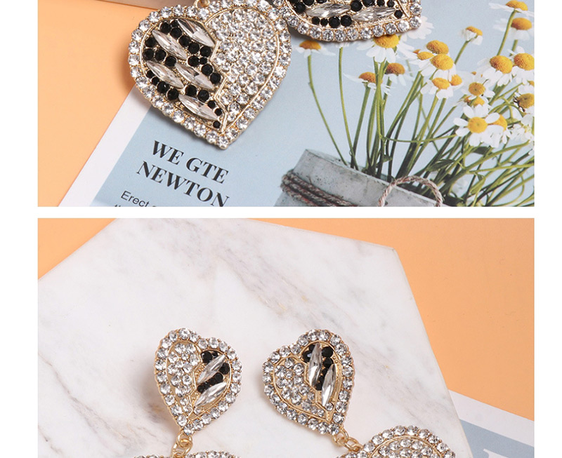 Fashion White Heart-shaped Diamond Stud Earrings,Drop Earrings