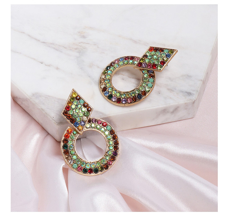 Fashion Green Color Round Diamond Stud Earrings,Drop Earrings