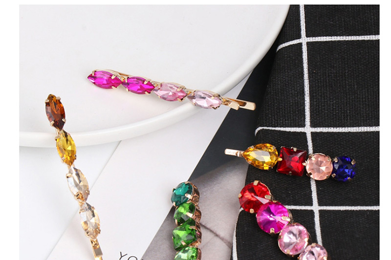 Fashion Pink One-line Diamond Hairpin,Hairpins