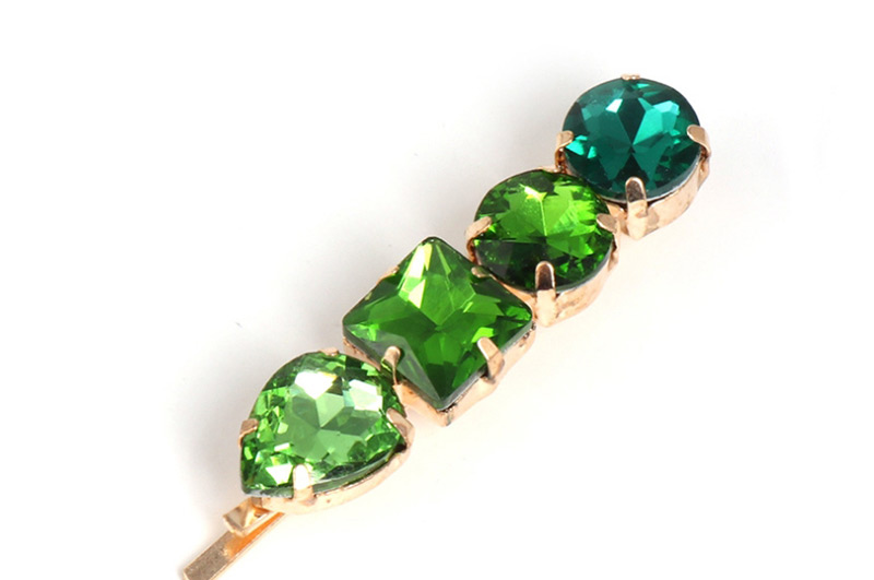 Fashion Green One-line Diamond Hairpin,Hairpins