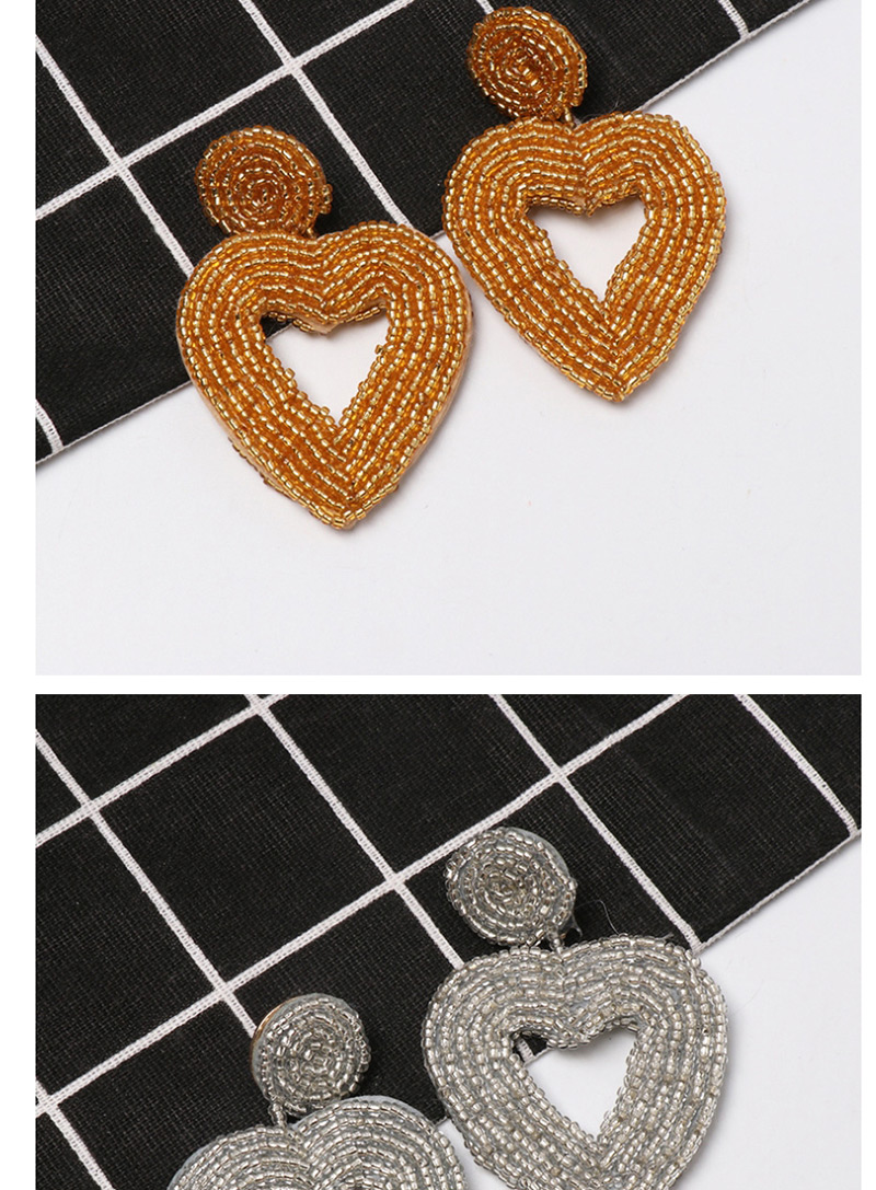 Fashion Silver Rice Beads Heart Shaped Earrings,Drop Earrings