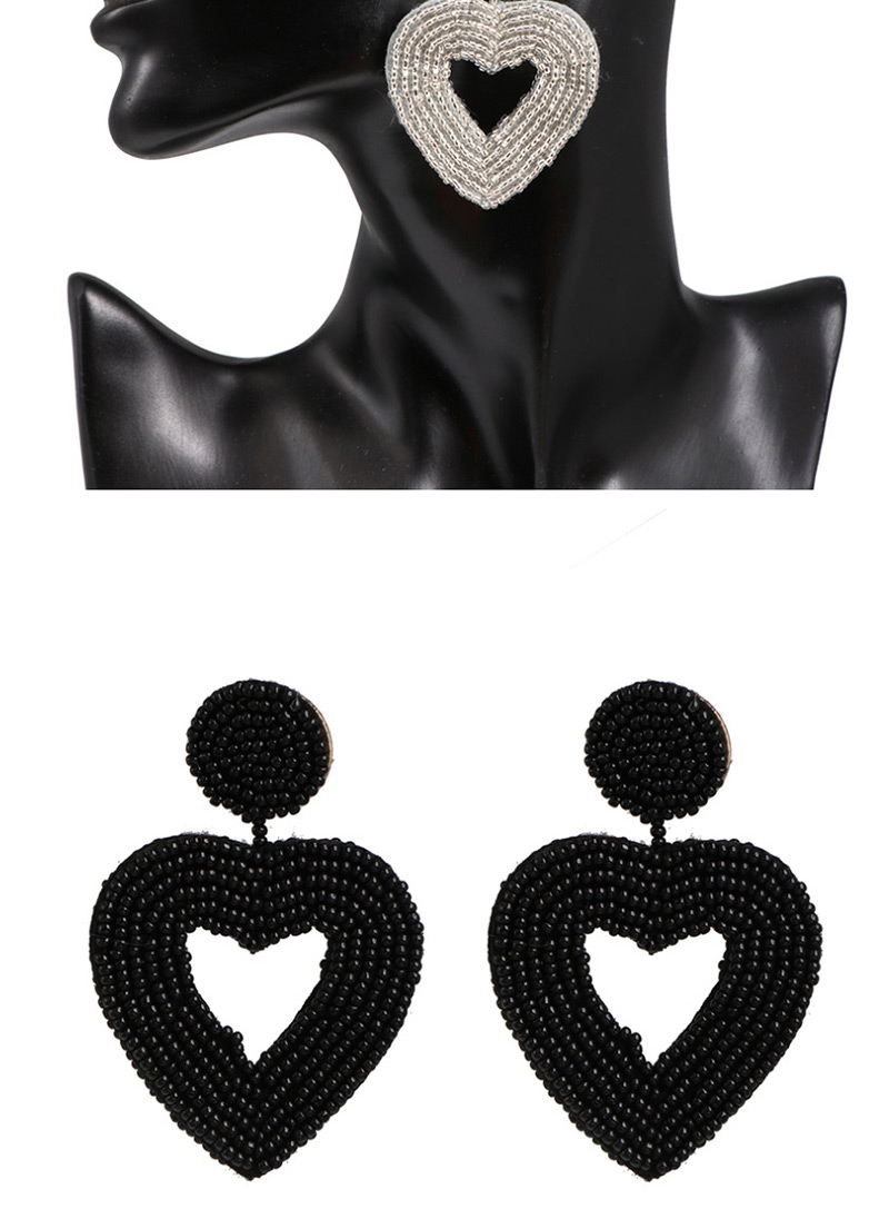 Fashion Silver Rice Beads Heart Shaped Earrings,Drop Earrings