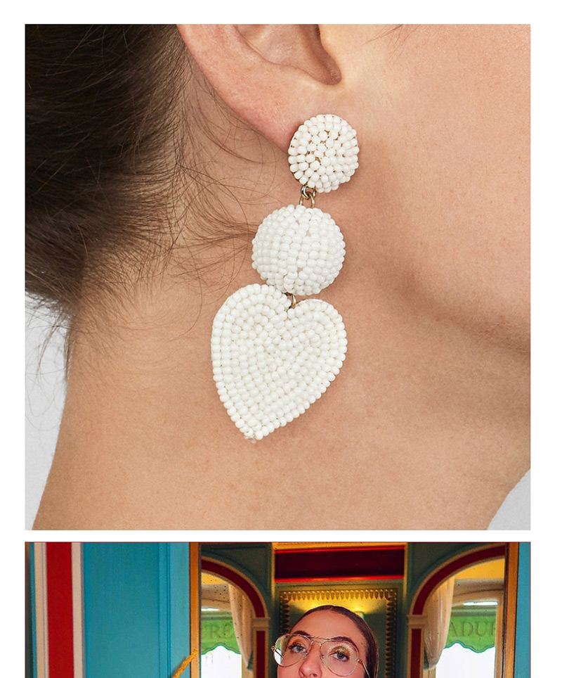 Fashion Rose Powder Rice Beads Heart Shaped Earrings,Drop Earrings